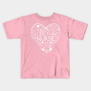 Nurse Heart 1 (white print) Kids T-Shirt